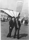 Апрель 1975 Берлин, Александерплатц, перед телевышкой: Саша Матвийко - наш комсомольский секретарь и Олег Токарев - просто хиппи